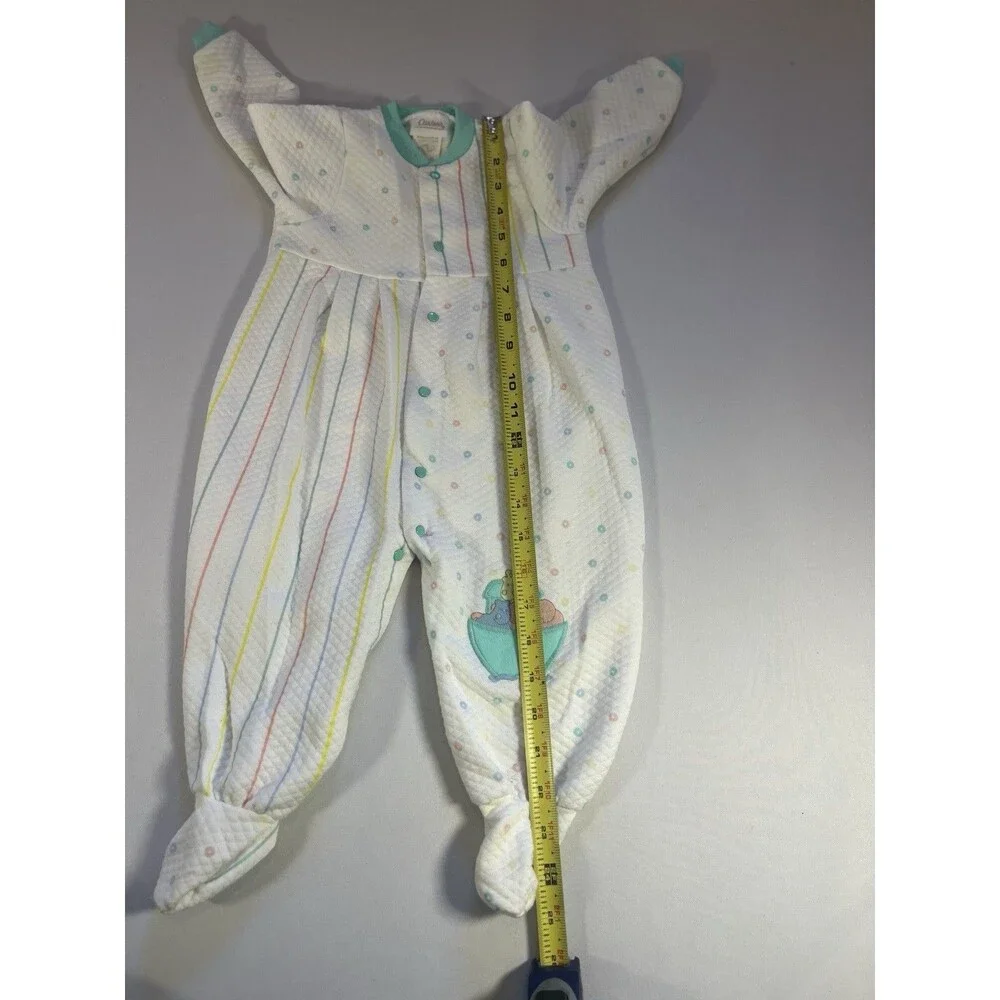 Vintage Carter’s Quilted Baby Sleeper One-Piece Pastel Stripe Footed - Picture 12 of 12